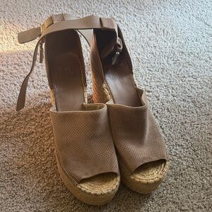Marc Fisher Tan Wedge Sandals